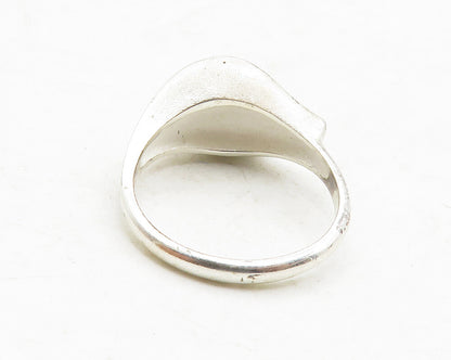 925 Sterling Silver  Vintage Shiny Sculpted Matte Band Ring Sz 6.5  RG13174