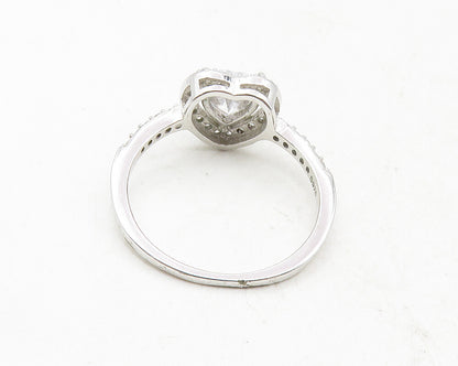 925 Sterling Silver  Love Heart Cubic Zirconia Solitaire Ring Sz 10  RG9945