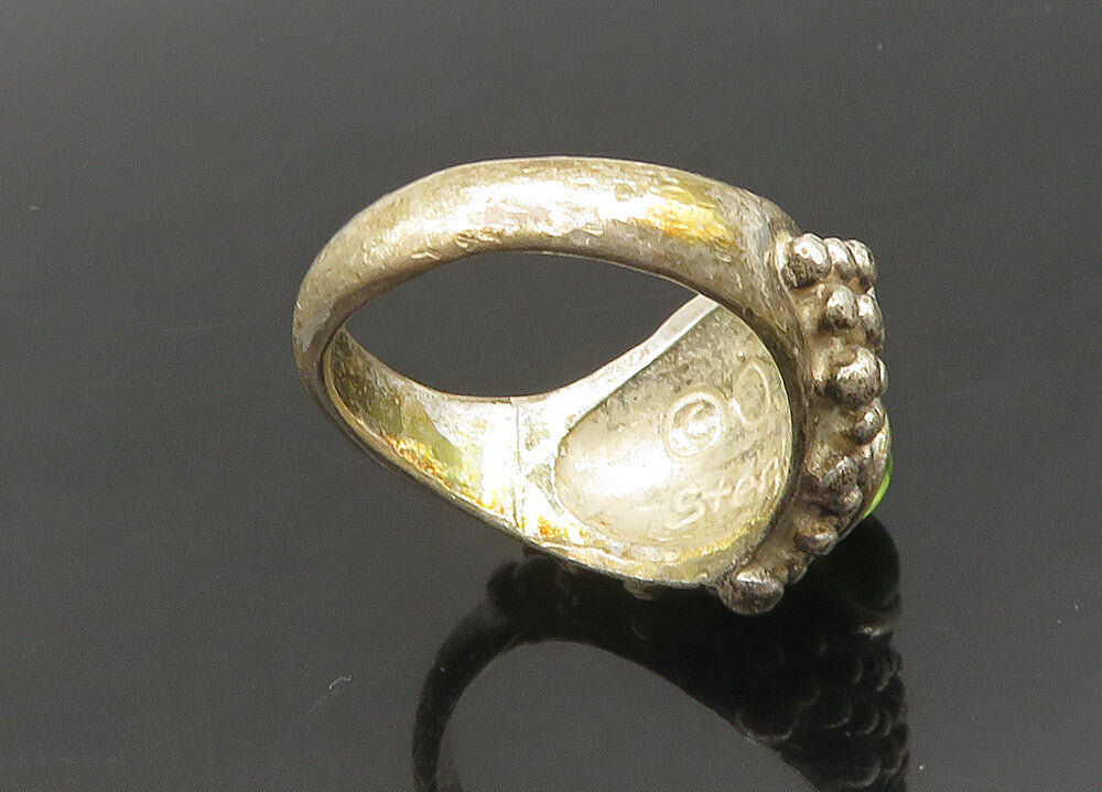 DAVID OTT 925 Silver  Vintage Peridot Spiked Dome Cocktail Ring Sz 6  RG21890