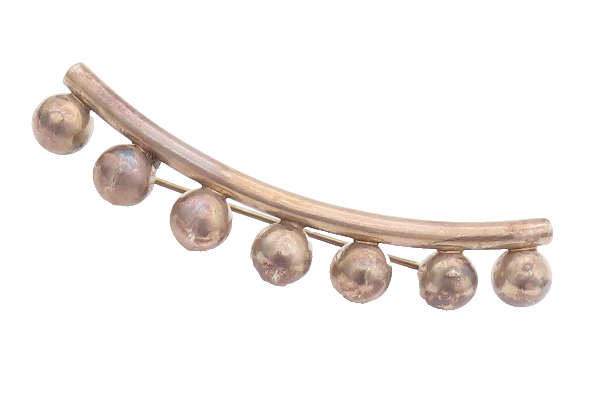 925 Sterling Silver Vintage Brooch Pin Solid Carved Beads & Stick  BP10756
