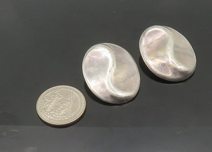 MEXICO 925 Silver  Vintage Shiny Modernist Non Pierce Drop Earrings  EG10514