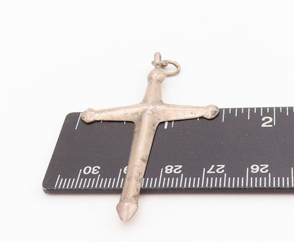 925 Sterling Silver Vintage Pendant Minimalist Antique Religious Cross  PT24489
