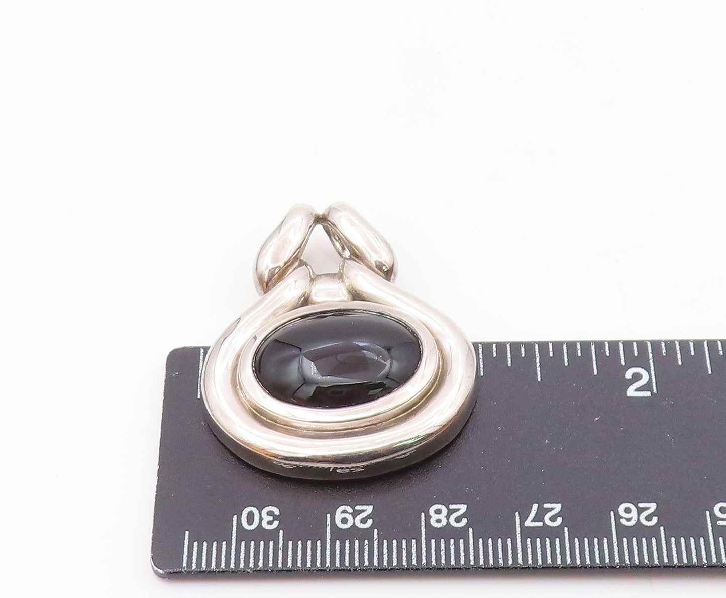 ROSS SIMON 925 Sterling Silver  Vintage Cabochon Black Onyx Pendant  PT11754