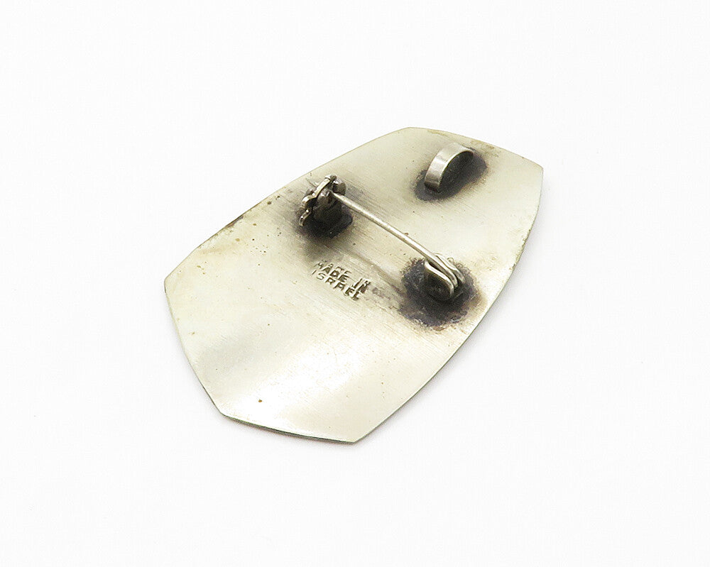 ISRAEL 925 Sterling Silver  Vintage Oxidized Hammered Woman Brooch Pin  BP5749
