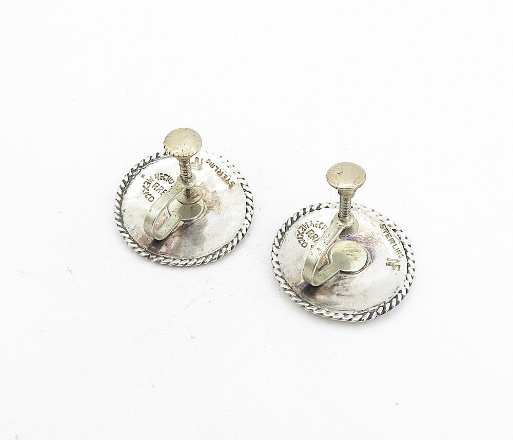 RRB MEXICO 925 Sterling Silver  Vintage Abalone Non Pierce Earrings  EG4181