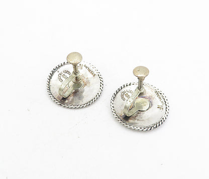 RRB MEXICO 925 Sterling Silver  Vintage Abalone Non Pierce Earrings  EG4181
