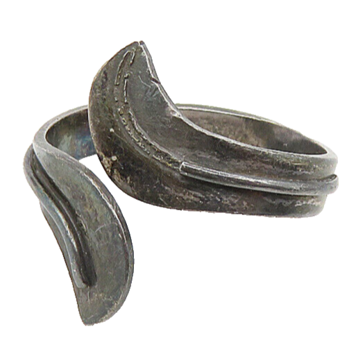 TAXCO MEXICO 925 Silver   Vintage Dark Tone Bypass Band Ring Sz 6.5  RG9207