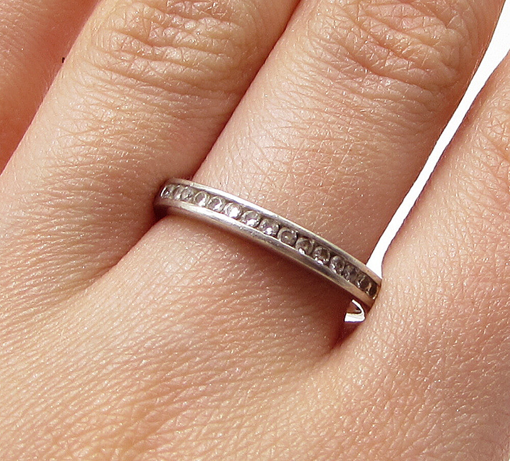 SETA 925 Sterling Silver  White Cubic Zirconia Band Ring Sz 9  RG2947
