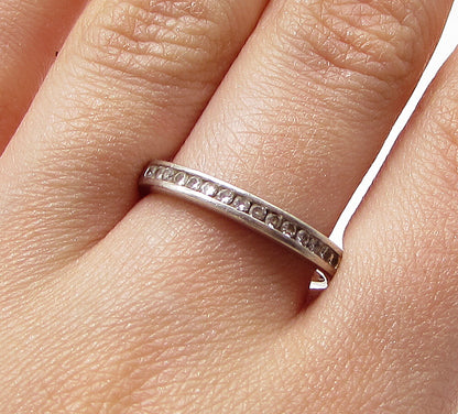 SETA 925 Sterling Silver  White Cubic Zirconia Band Ring Sz 9  RG2947