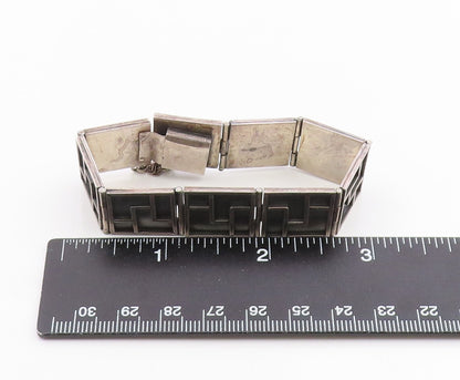 925 Sterling Silver Vintage Bracelet Modernist Geometric Panel Link  BT12037