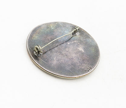 TAXCO MEXICO 925 Sterling Silver  Vintage Three Tone Round Brooch Pin  BP3172