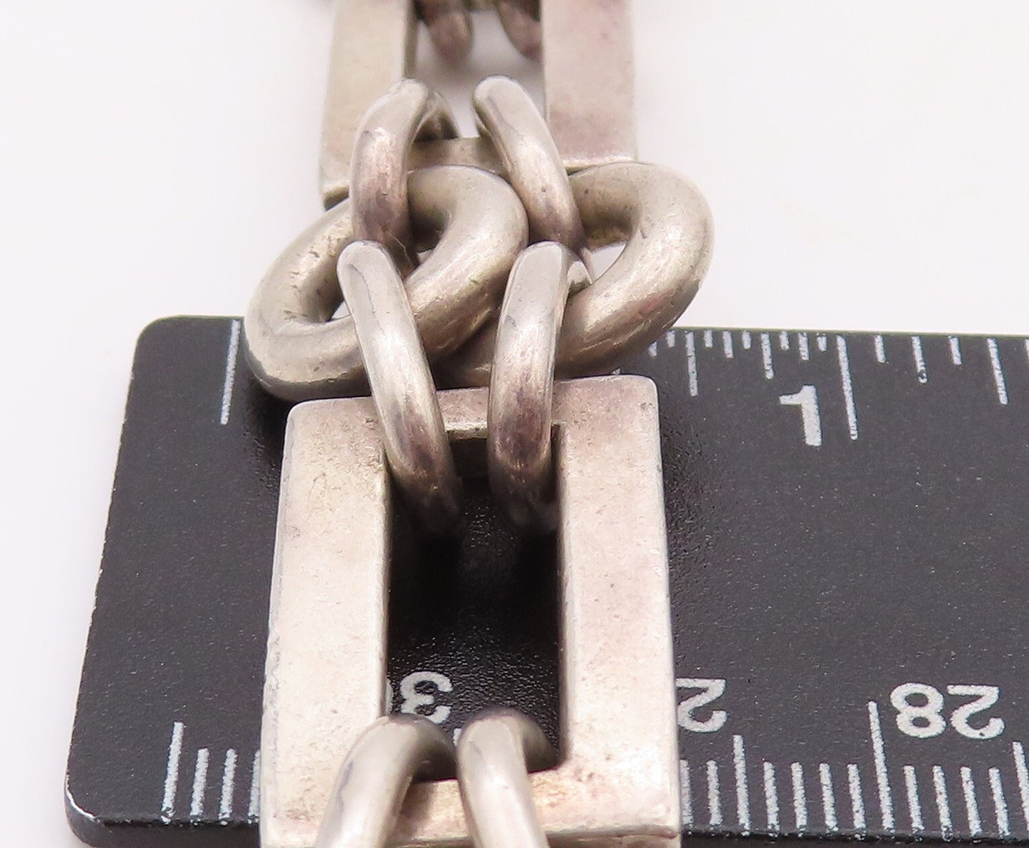 925 Sterling Silver Vintage Necklace VERSANI Heavy Rectangle Ring Cluster NE4317