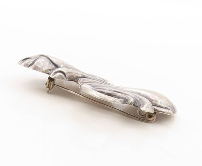 925 Sterling Silver Vintage Brooch Pin Dark Tone Swirly Floral Design  BP11296