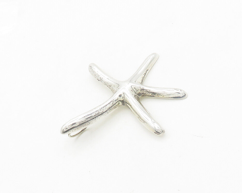925 Sterling Silver  Vintage Shiny Hollow Smooth Starfish Pendant  PT15346