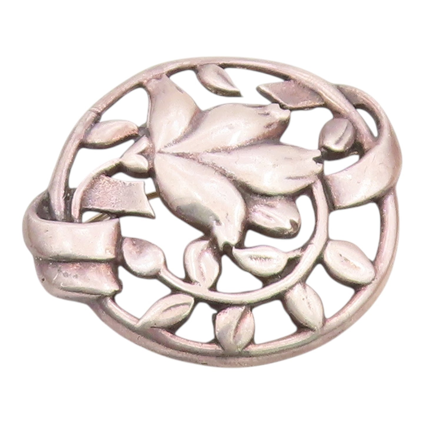 925 Sterling Silver  Vintage Antique Dark Tone Floral Vine Brooch Pin  BP6688