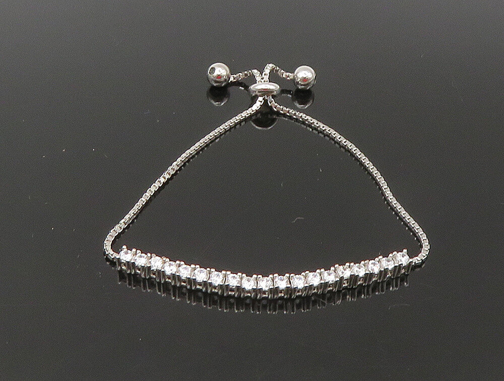 925 Silver  White Cubic Zirconia Adjustable Child Box Chain Bracelet  BT1057