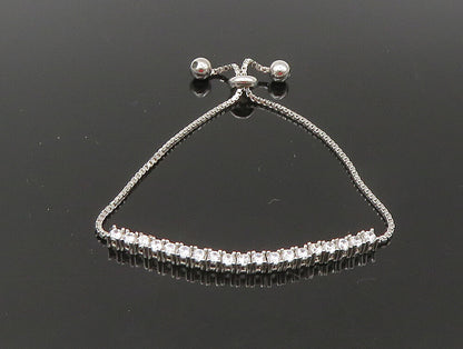 925 Silver  White Cubic Zirconia Adjustable Child Box Chain Bracelet  BT1057