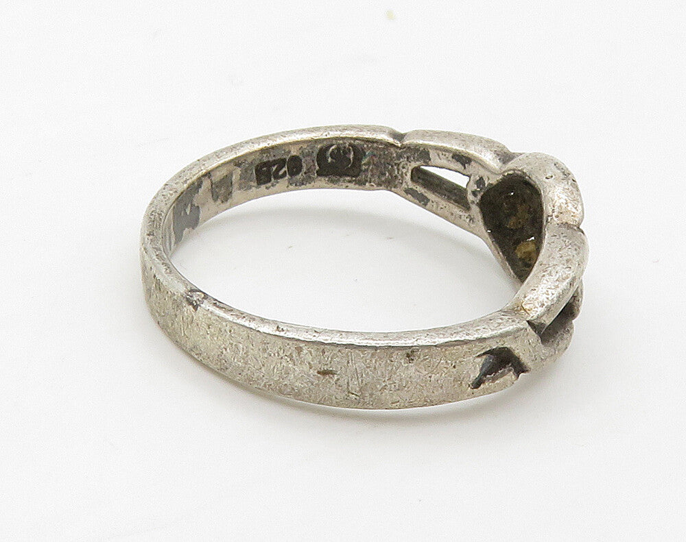 925 Sterling Silver  Vintage Celtic Knot Dark Tone Band Ring Sz 5.5  RG16150