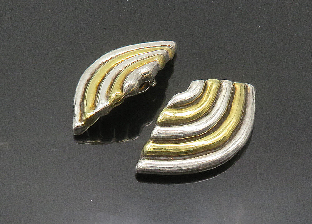 BATAMI ISRAEL 925 Sterling Silver  Vintage 2 Tone Non Pierce Earrings  EG9984