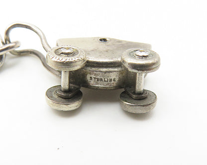925 Sterling Silver  Vintage Petite Old Fashioned Baby Carriage Pendant PT8221