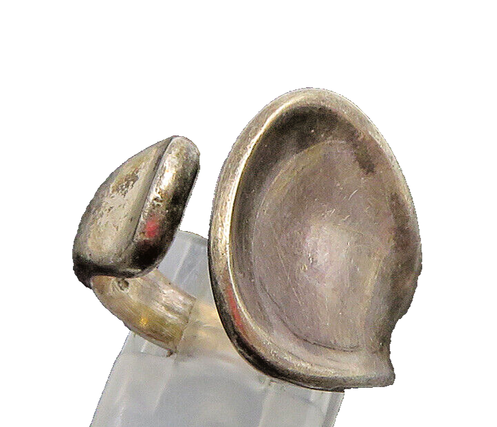 925 Sterling Silver  Vintage Unique Minimalist Concave Wrap Ring Sz 7  RG25269