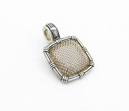 ESPO 925 Sterling Silver  Vintage Shiny Basket Weave Design Pendant  PT3402