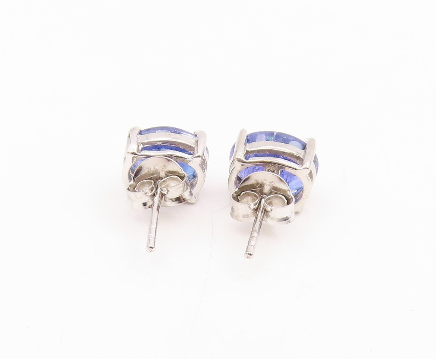 925 Sterling Silver Vintage Earrings Minimalist Oval Cut Tanzanite Stud  EG13978