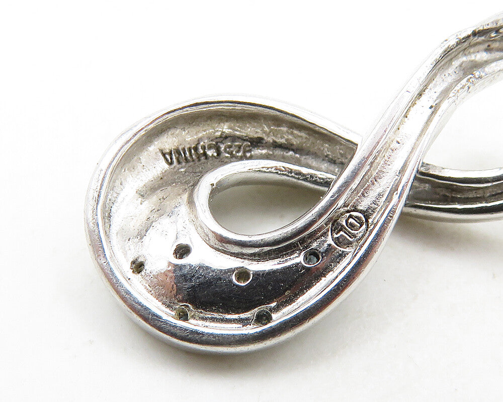 925 Sterling Silver  Vintage Genuine Diamonds Infinity Loop Pendant  PT15547