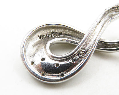 925 Sterling Silver  Vintage Genuine Diamonds Infinity Loop Pendant  PT15547