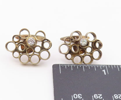 925 Sterling Silver  Vintage Cubic Zirconia Open Circles Cufflinks  TR2657