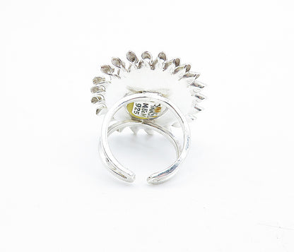 M&M BRAZIL 925 Silver  Carnelian Floral Split Band Cocktail Ring Sz 6.5 RG4680