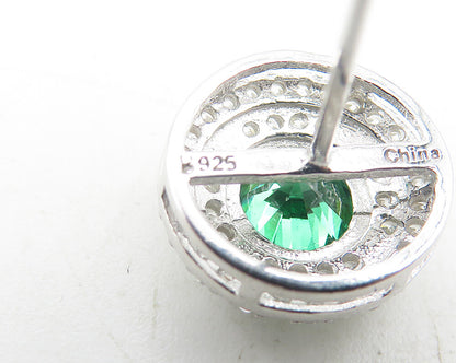 925 Sterling Silver  Sparkling Peridot & Topaz Round Stud Earrings  EG6108