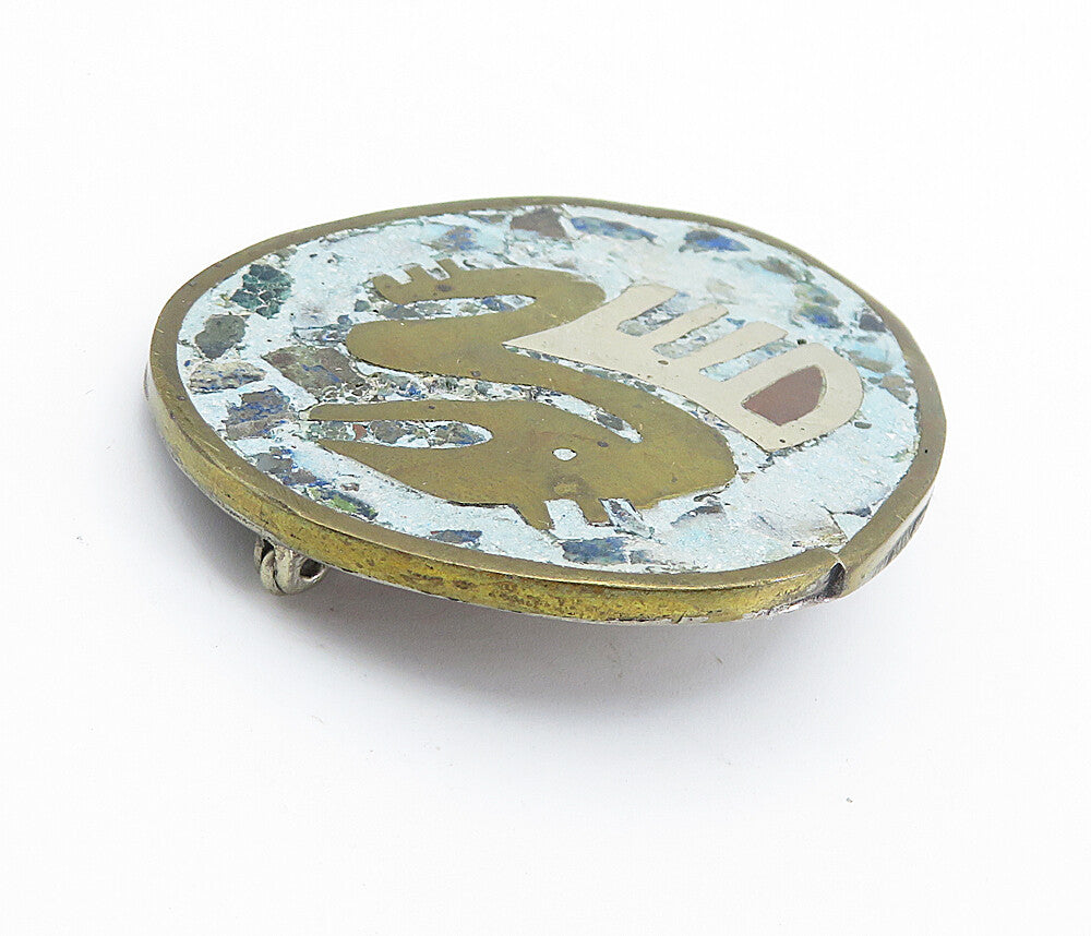 USV MEXICO 925 Silver  Vintage Turquoise Two Tone Pattern Brooch Pin  BP2819