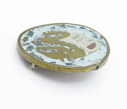 USV MEXICO 925 Silver  Vintage Turquoise Two Tone Pattern Brooch Pin  BP2819