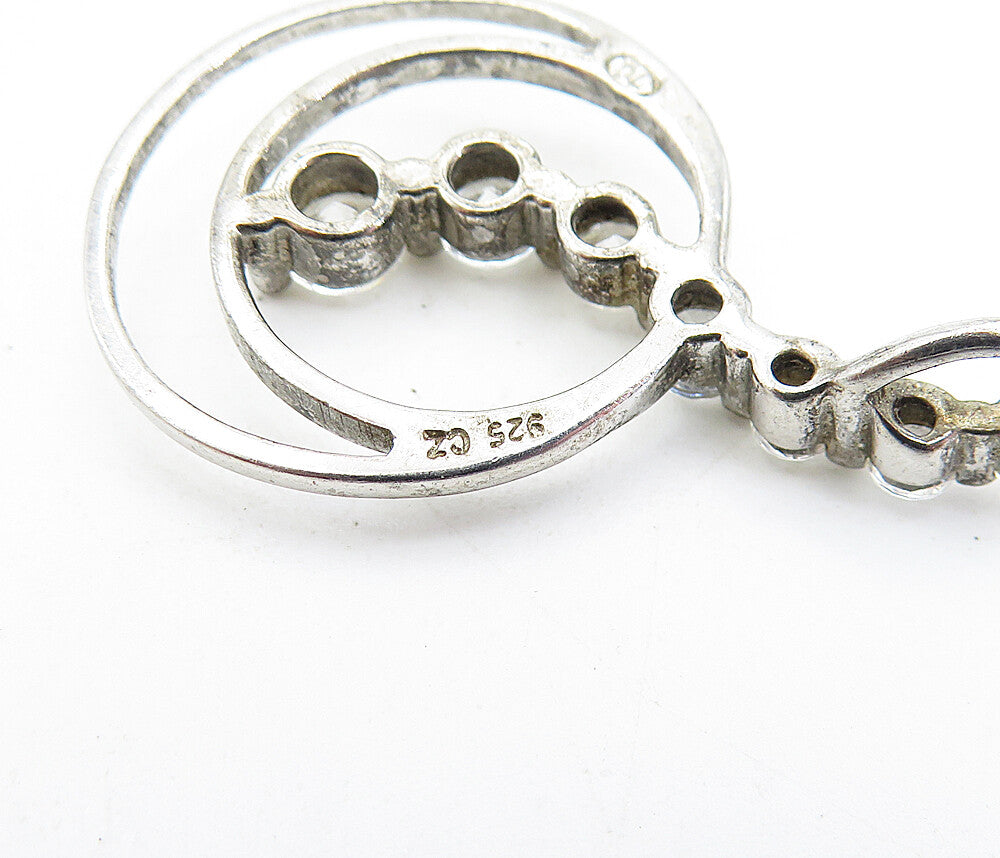 925 Sterling Silver  Vintage Graduated Cubic Zirconia Circles Pendant  PT3676