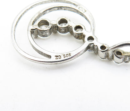 925 Sterling Silver  Vintage Graduated Cubic Zirconia Circles Pendant  PT3676