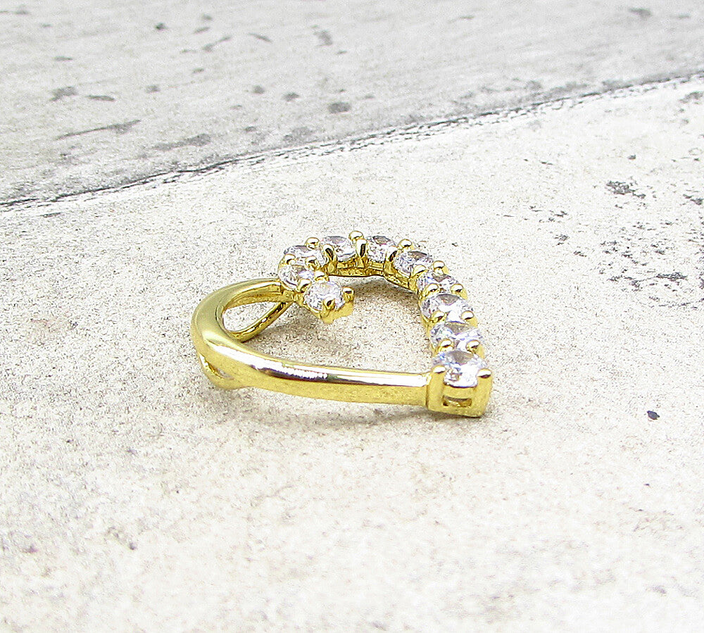 Gold Over 925 Silver  White Cubic Zirconia Love Heart Slider Pendant  PT1491