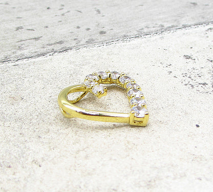 Gold Over 925 Silver  White Cubic Zirconia Love Heart Slider Pendant  PT1491