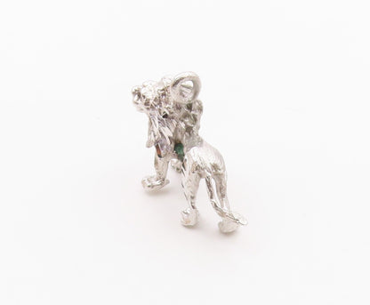 925 Sterling Silver  Vintage Shiny Sculpted Lion Animal Motif Pendant  PT17135