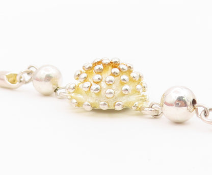925 Sterling Silver  Vintage Shiny Spiked Dome Twist Chain Bracelet  BT8005
