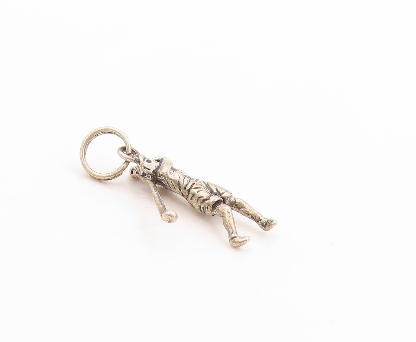 925 Sterling Silver Vintage Pendant 3D Etched Golf Sport Swing Charm  PT25125