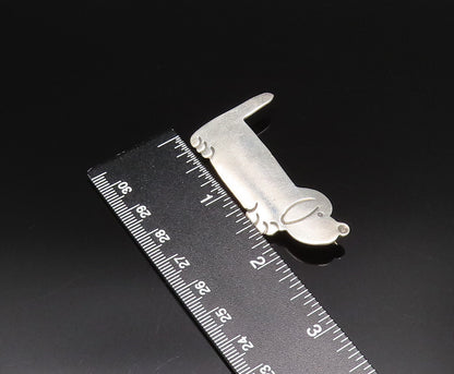 MEXICO 925 Silver  Vintage Minimalist Etched Puppy Dog Brooch Pin  BP9988