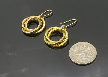 925 Silver  Vintage Shiny Gold Plated Open Circle Dangle Earrings  EG10069
