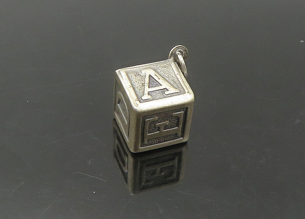 BEAU 925 Sterling Silver   Vintage Baby Alphabet Block Pendant  PT18292