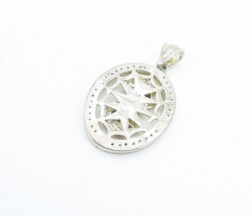 925 Sterling Silver  Vintage Shiny White Topaz Dollar Sign Pendant  PT2548
