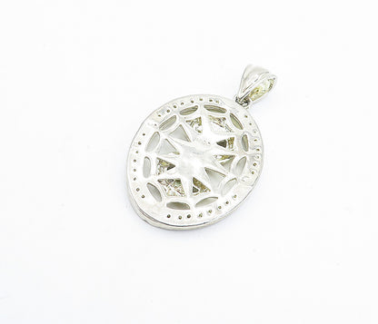 925 Sterling Silver  Vintage Shiny White Topaz Dollar Sign Pendant  PT2548