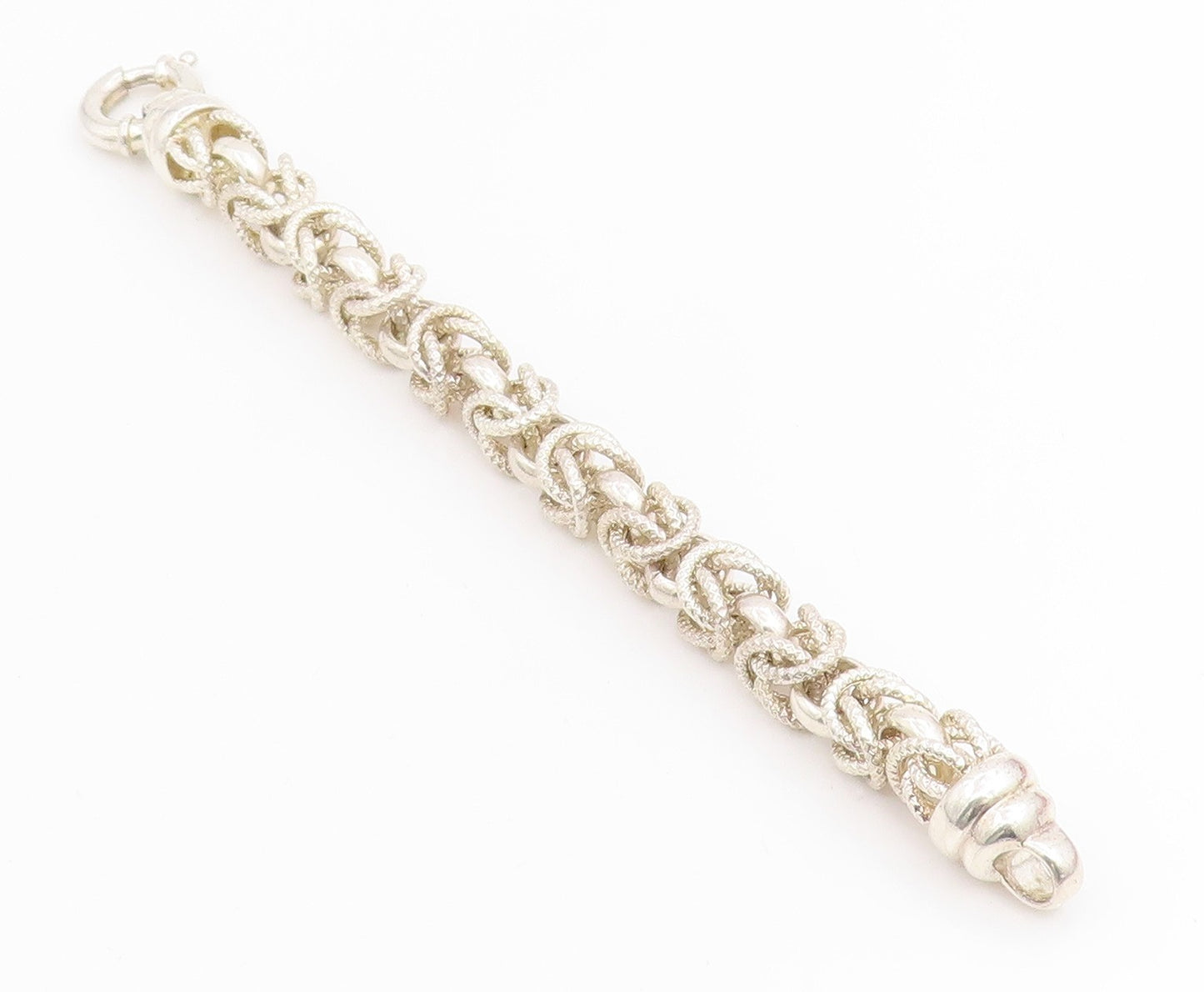 925 Sterling Silver Vintage Bracelet Bold Nautical Rope Byzantine Chain  BT11820