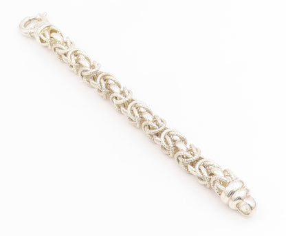 925 Sterling Silver Vintage Bracelet Bold Nautical Rope Byzantine Chain  BT11820