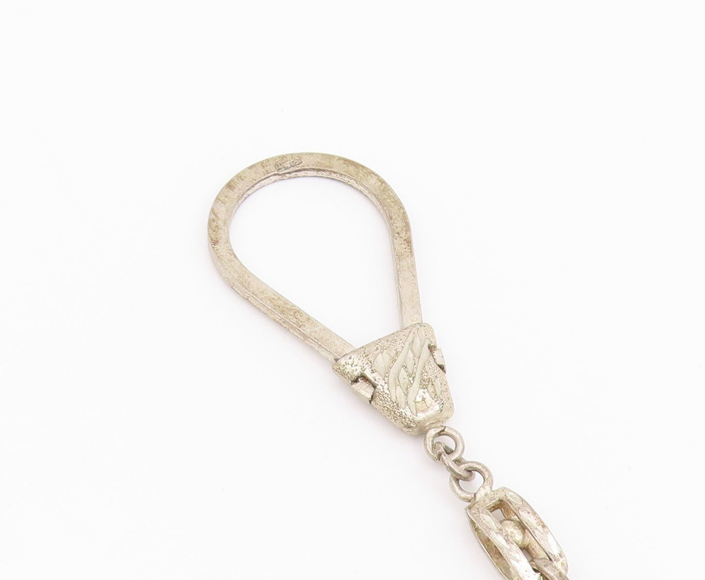 925 Sterling Silver Vintage Keychain Carved Islamic Mosque Arabian Coin  TR4164