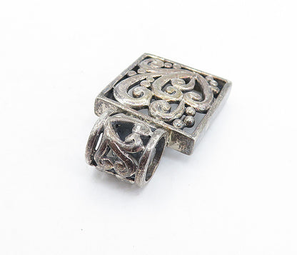 925 Sterling Silver  Vintage Oxidized Love Heart Swirl Pattern Pendant  PT4679